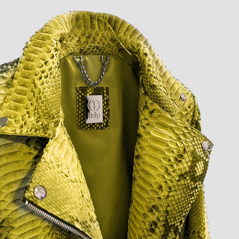 Python leather biker jacket