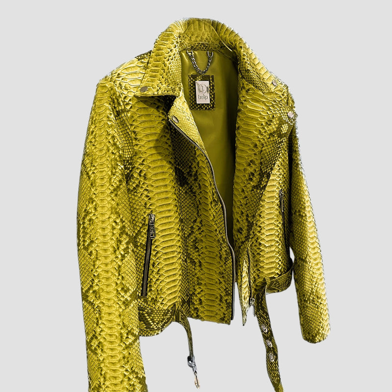 Python leather biker jacket