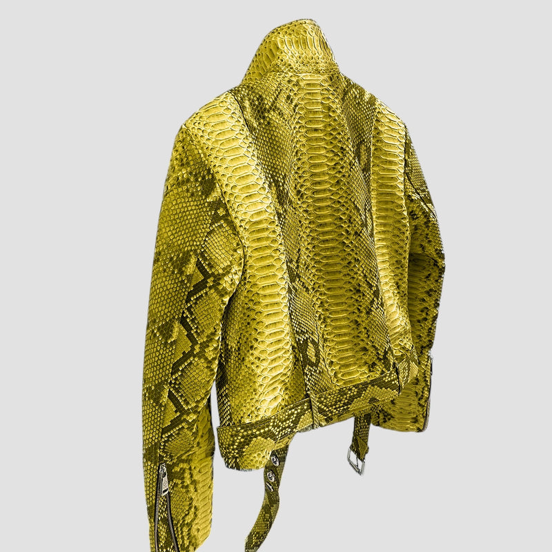 Python leather biker jacket