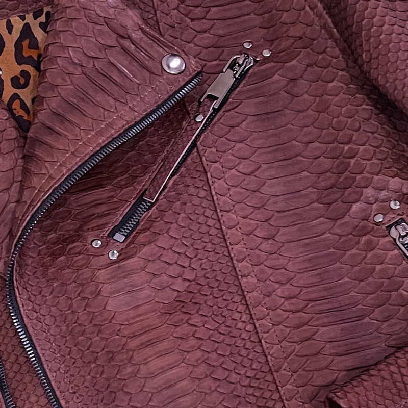 Python leather biker jacket