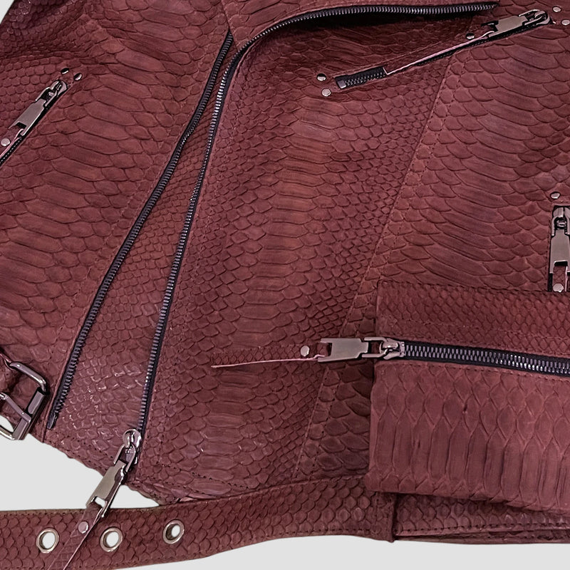 Python leather biker jacket