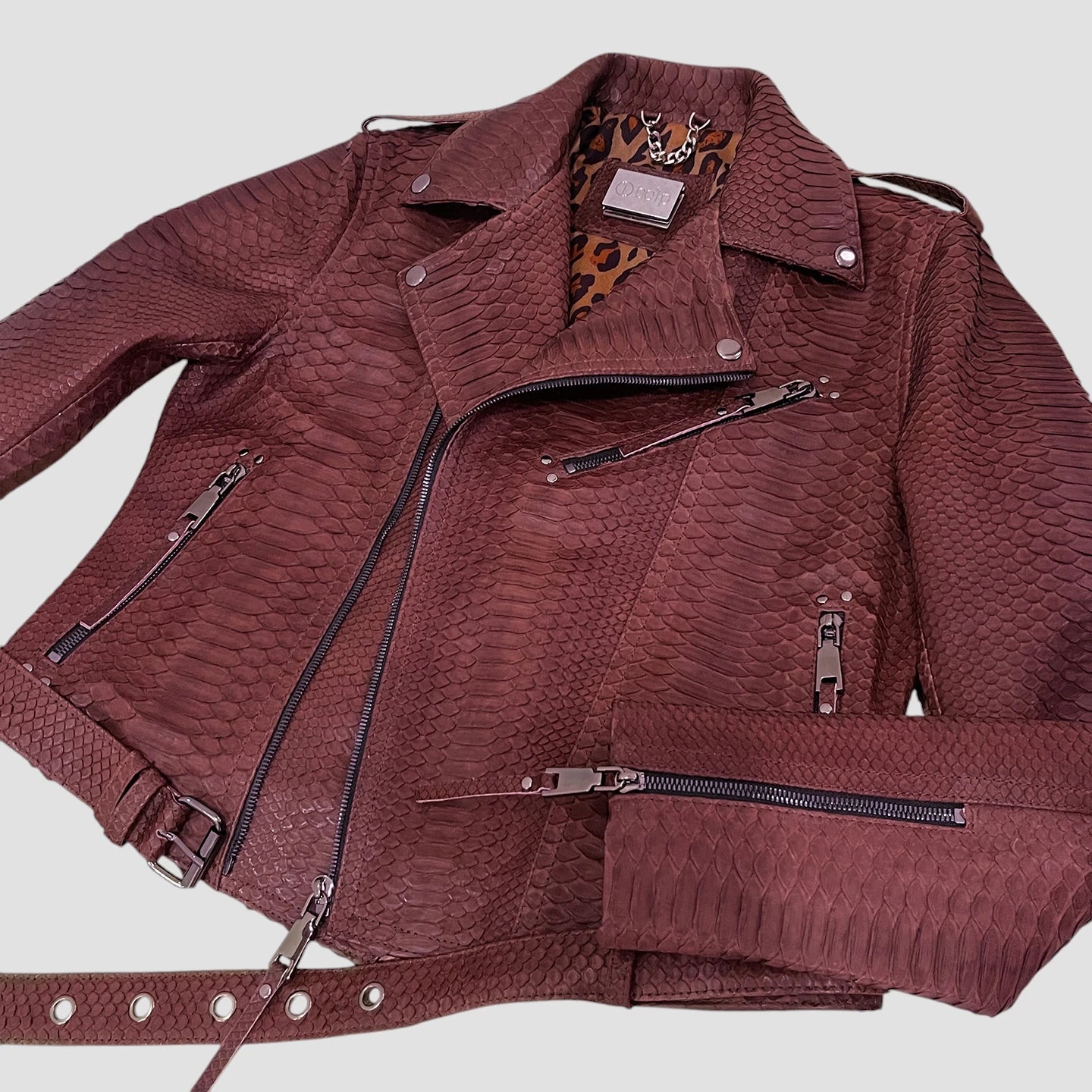 Python leather biker jacket