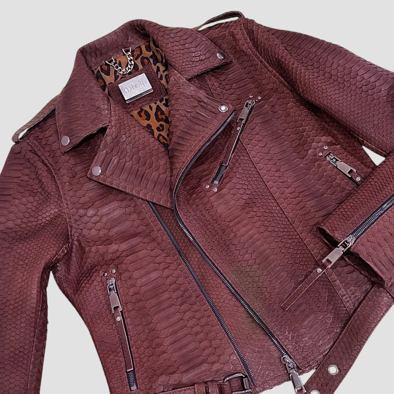 Python leather biker jacket