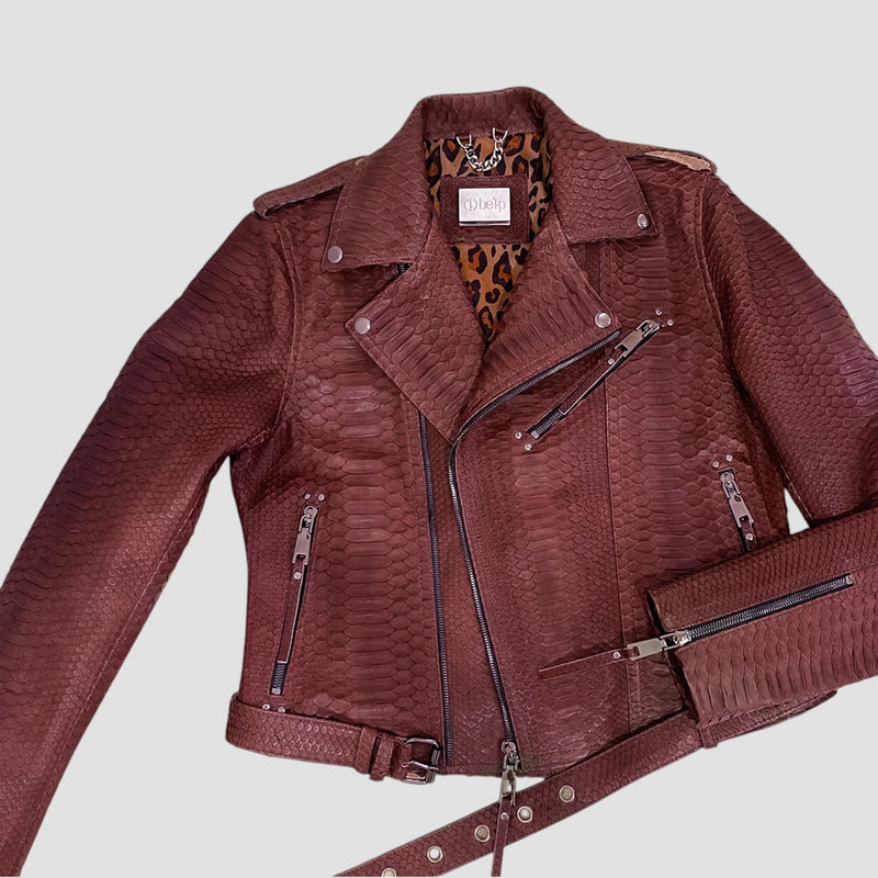 Python leather biker jacket