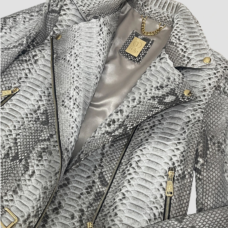 Python leather biker jacket
