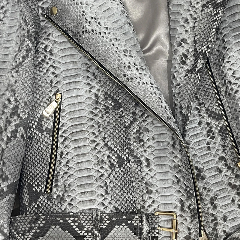 Python leather biker jacket