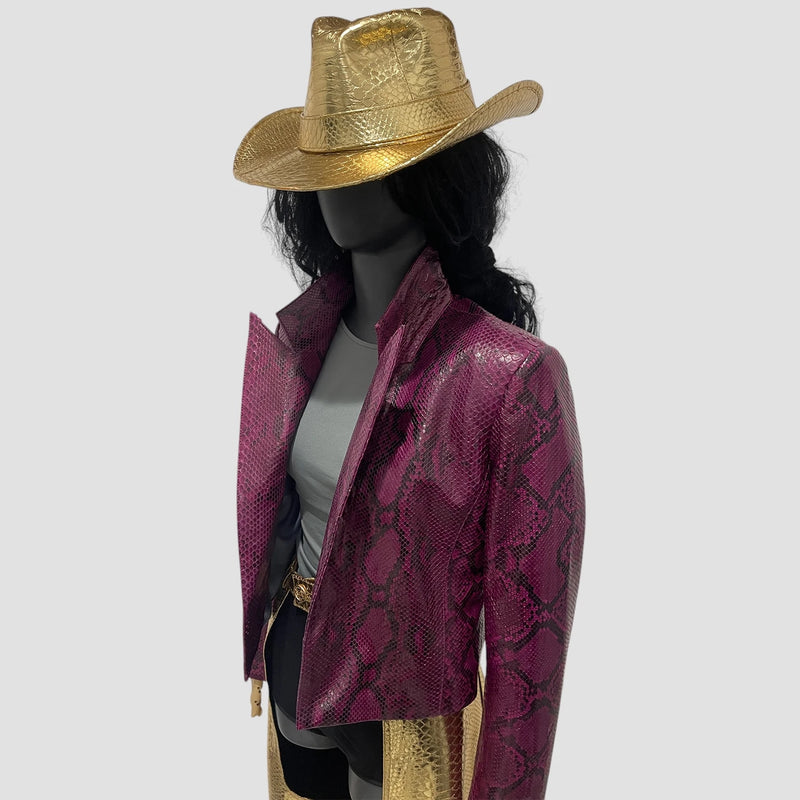 Python leather cowboy hat