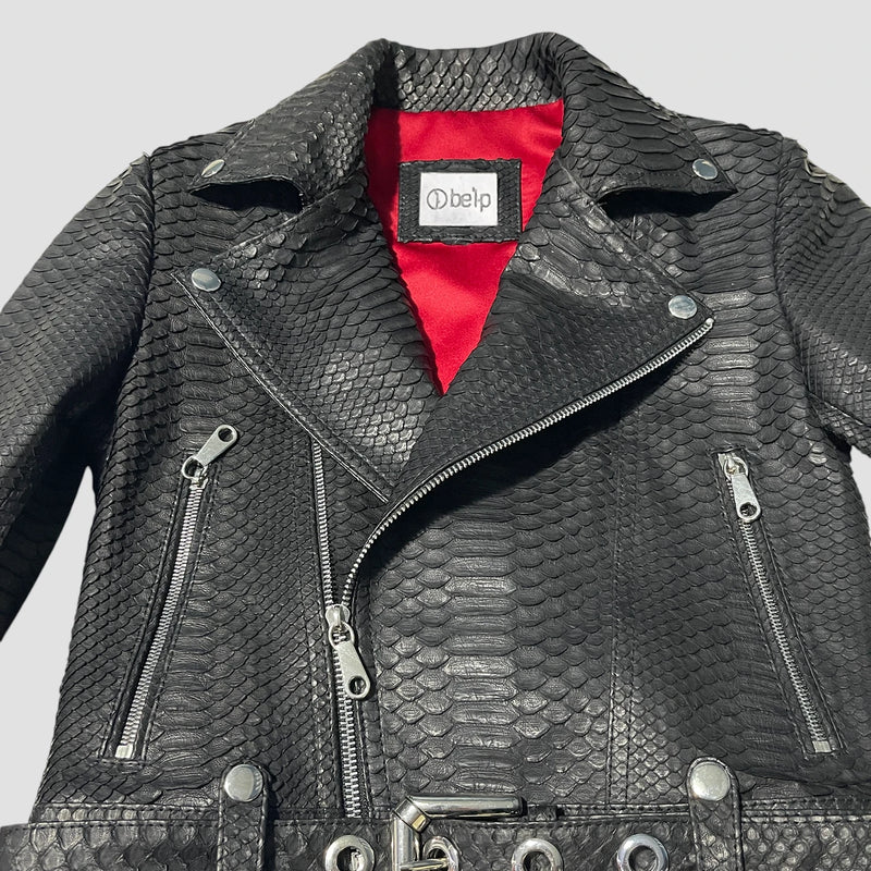 Python leather biker jacket