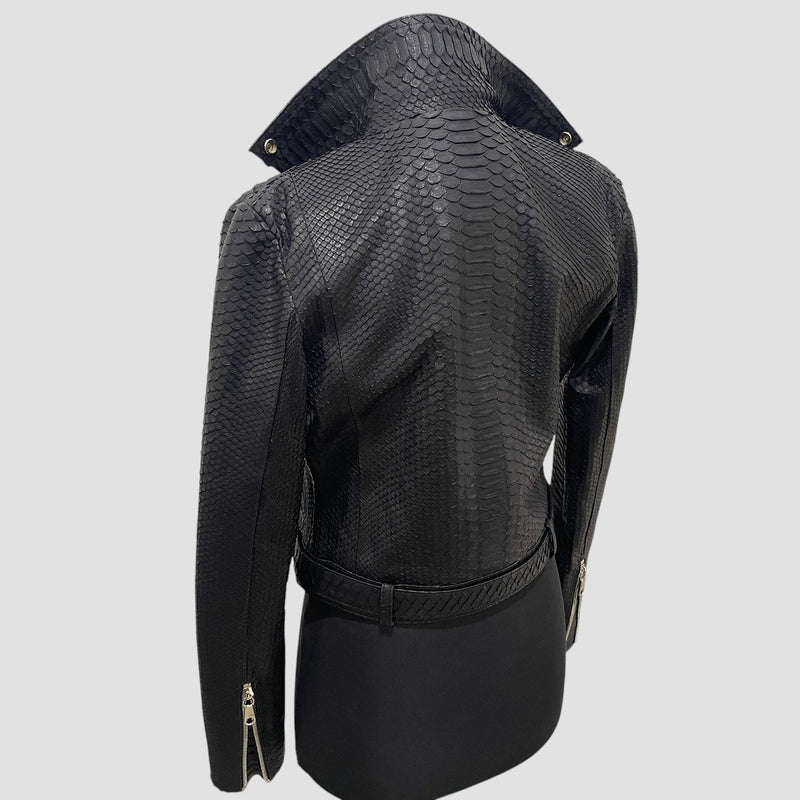 Python leather biker jacket