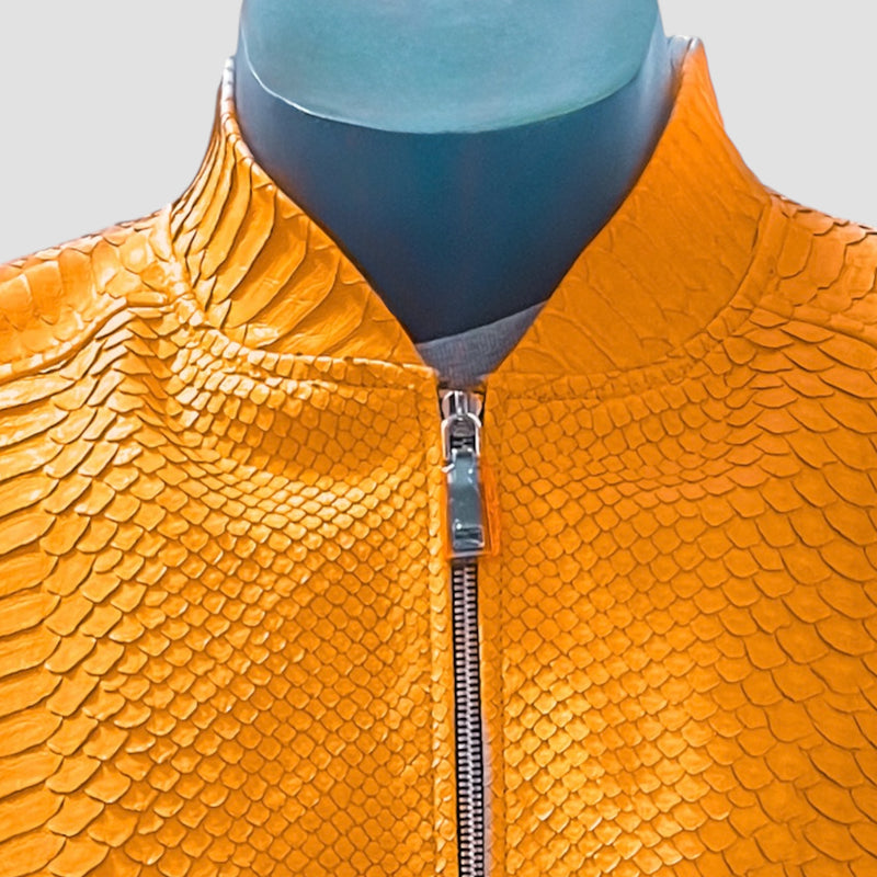 Python leather bomber jacket