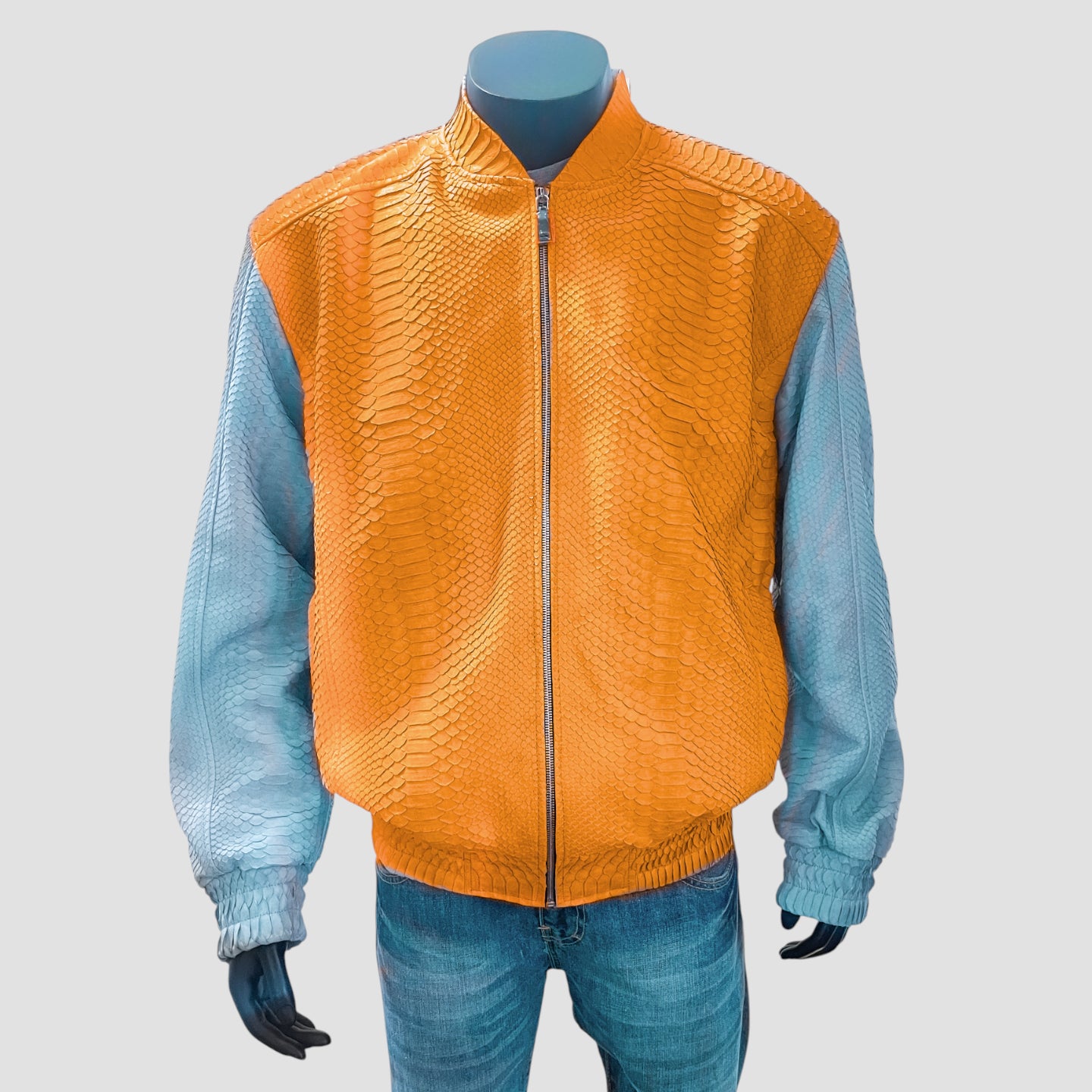 Python leather bomber jacket