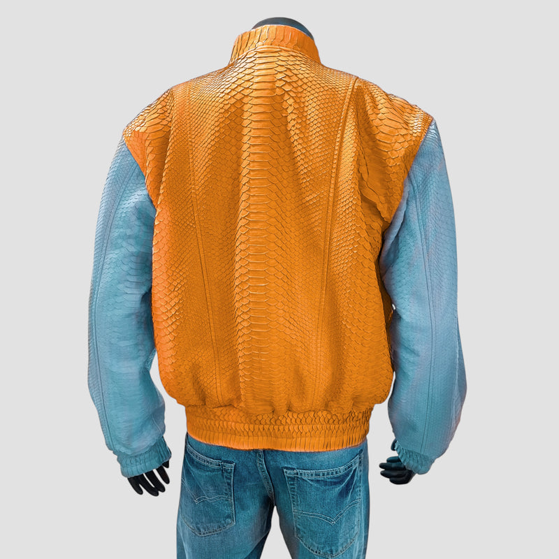 Python leather bomber jacket