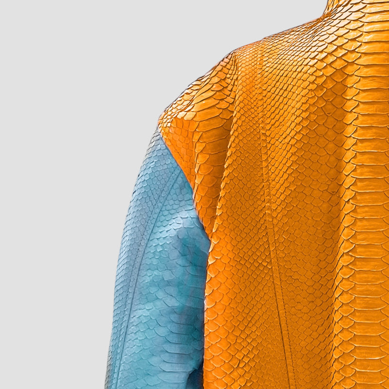 Python leather bomber jacket