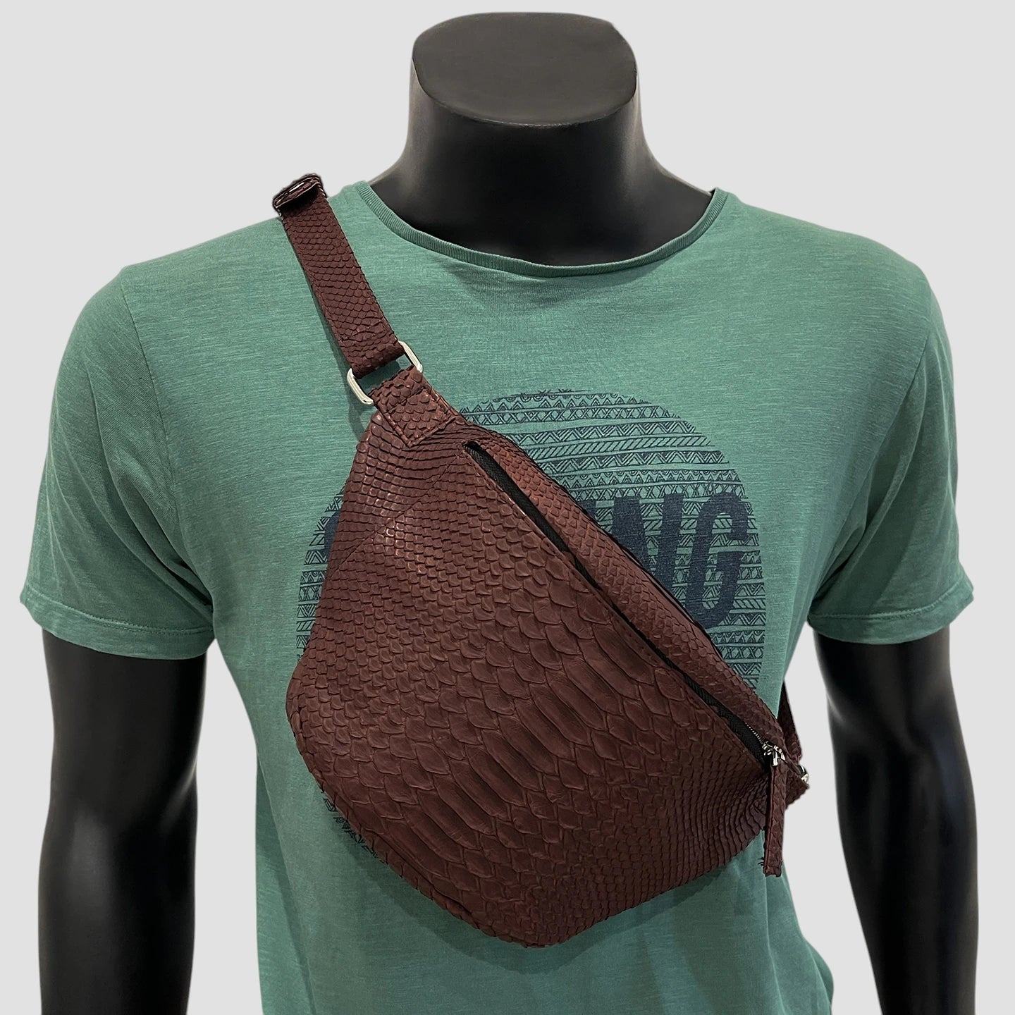 Python leather belt bag