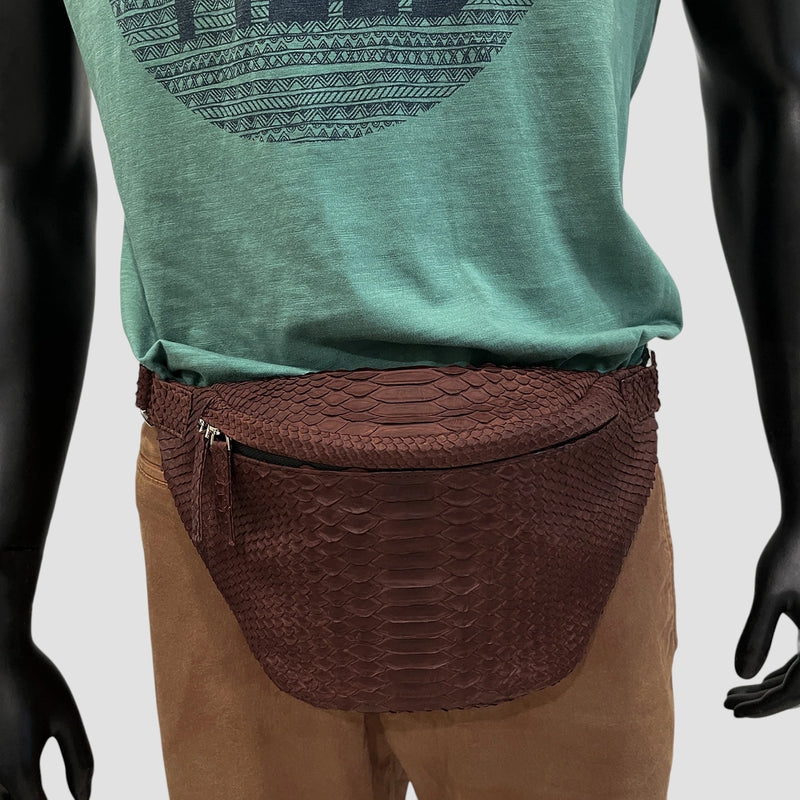 Python leather belt bag