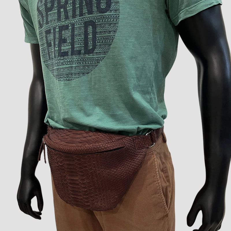 Python leather belt bag