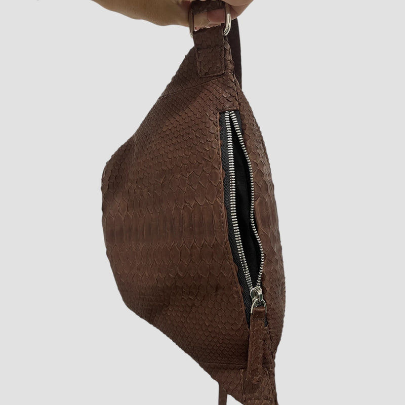 Python leather belt bag