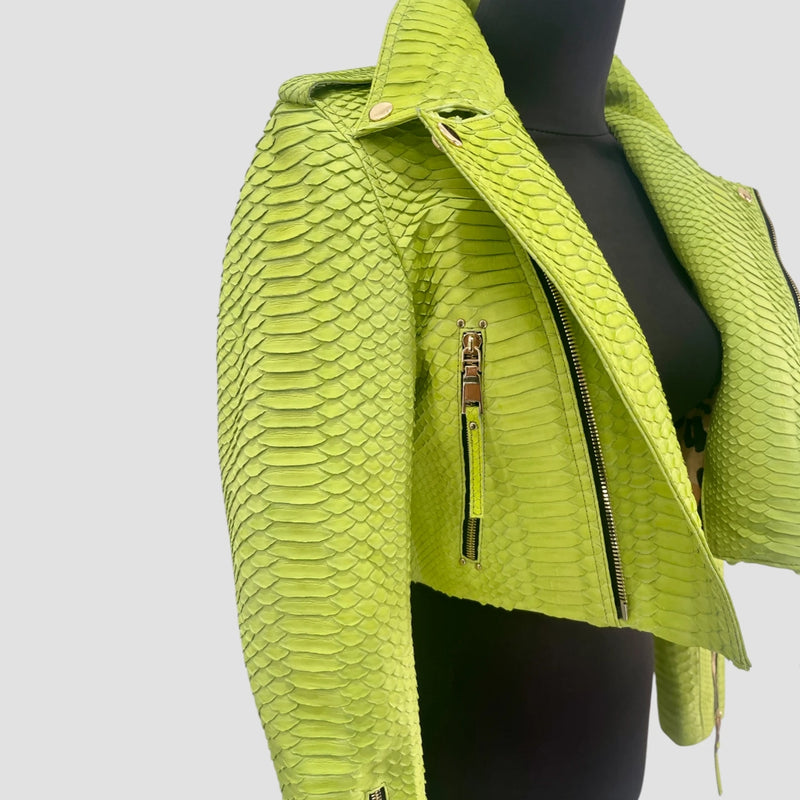 Python leather biker jacket
