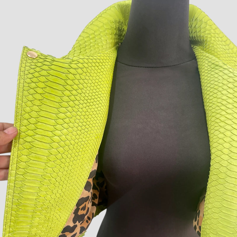 Python leather biker jacket