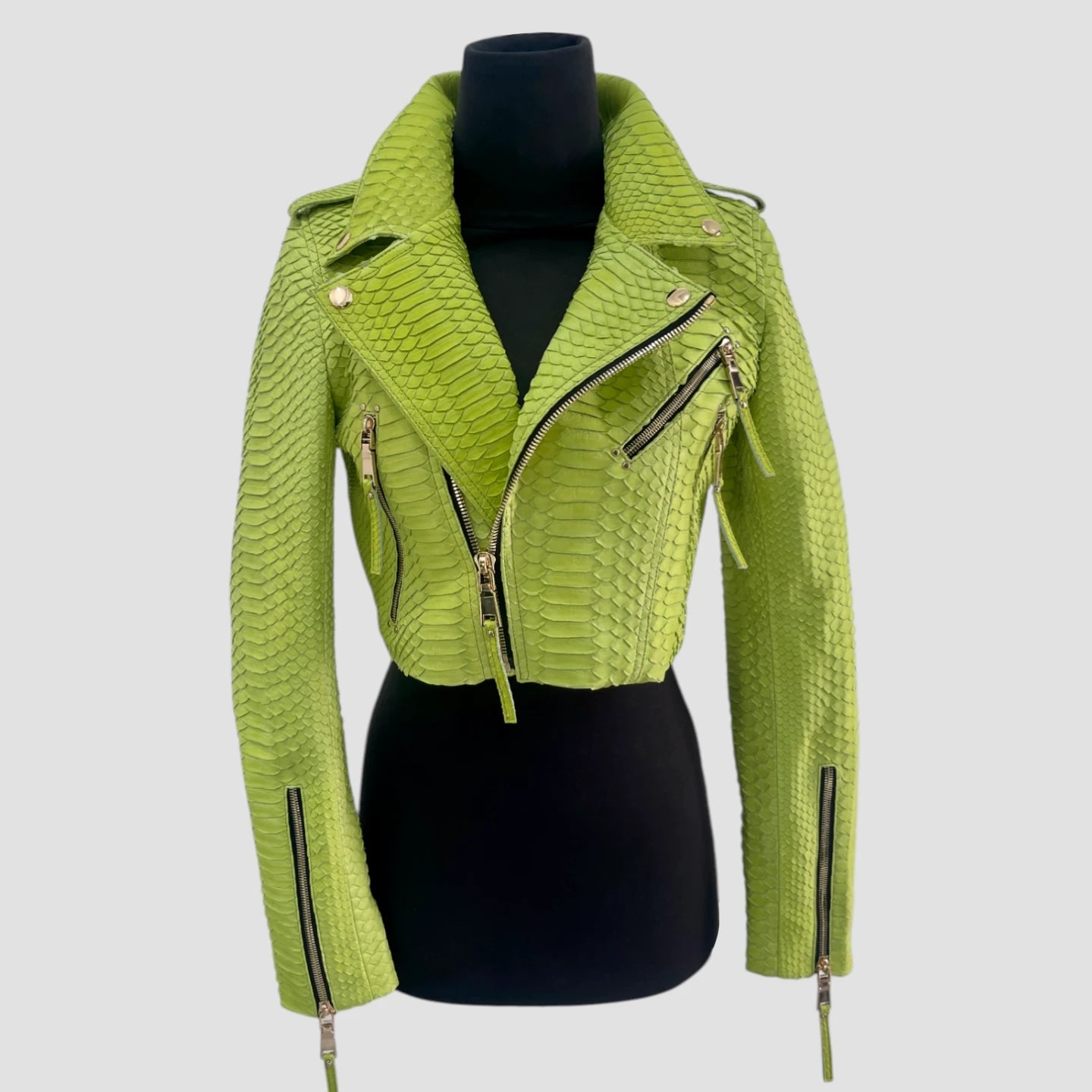 Python leather biker jacket