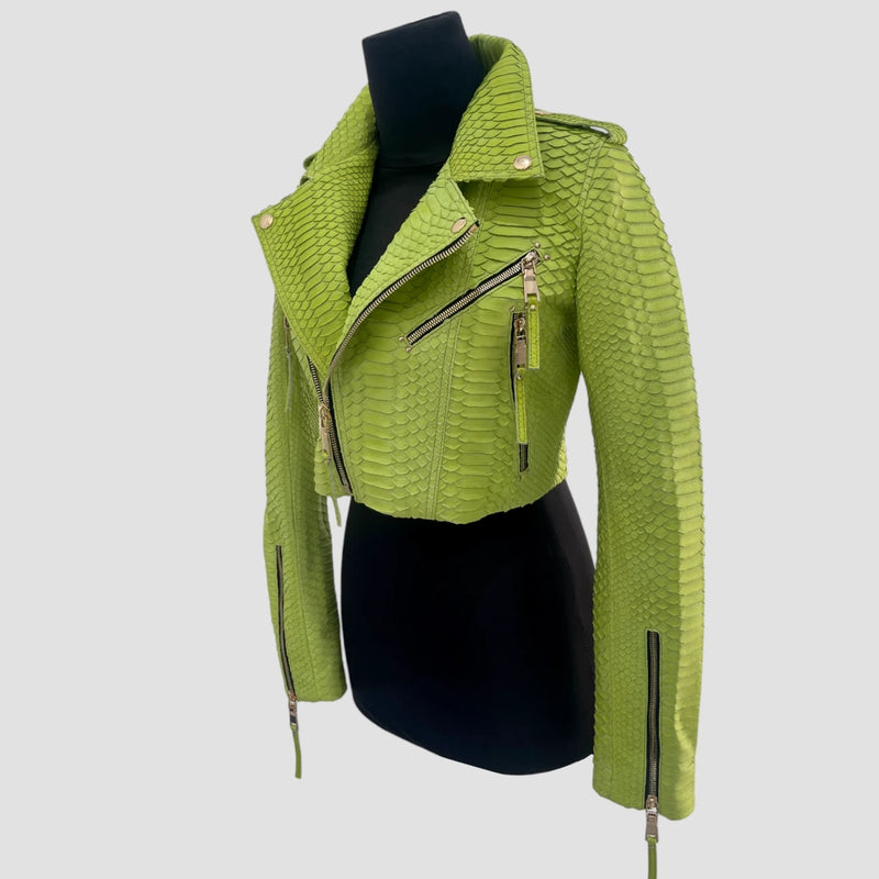 Python leather biker jacket