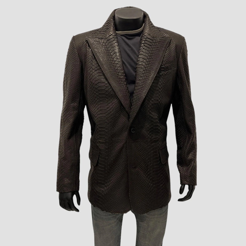 Python leather blazer jacket