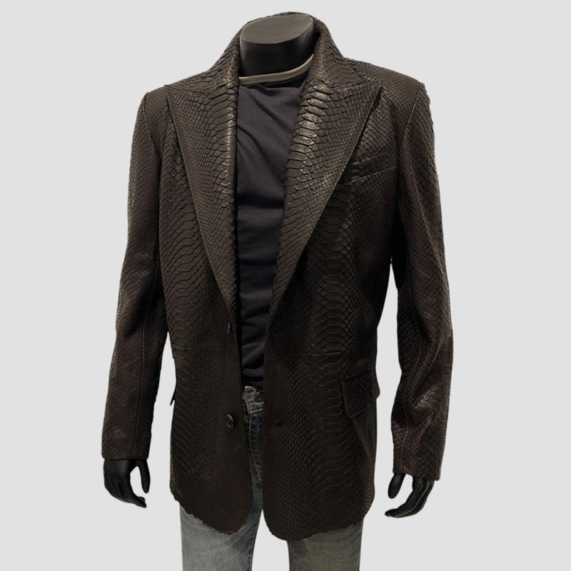 Python leather blazer jacket