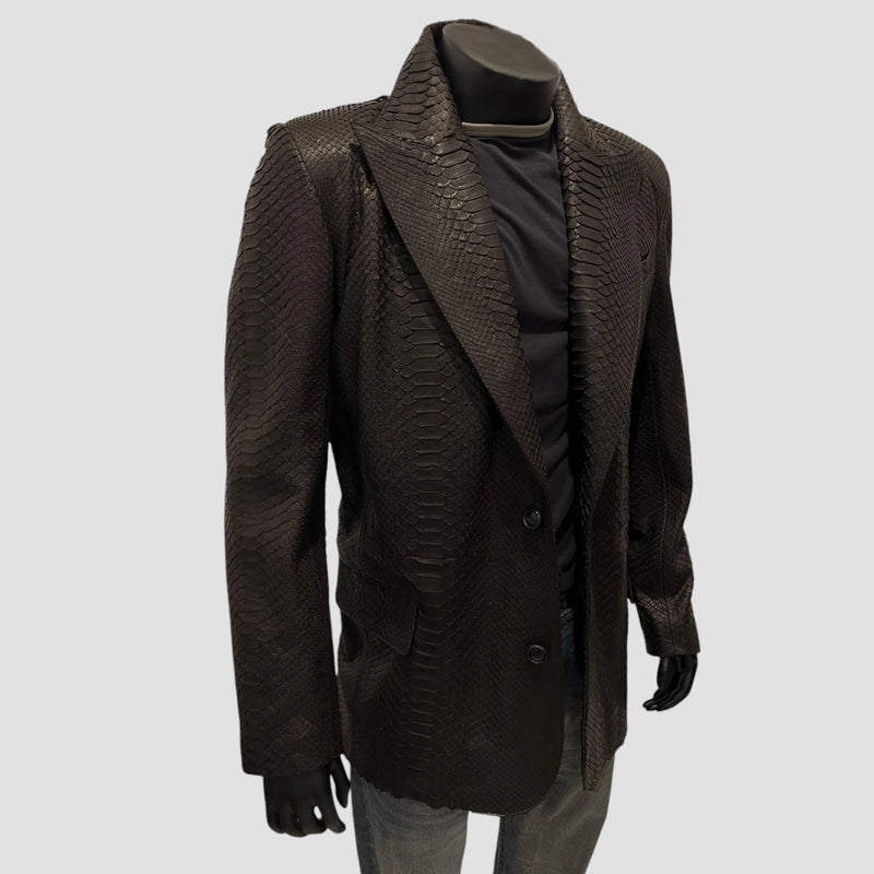 Python leather blazer jacket