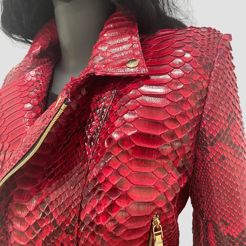 Python leather biker jacket