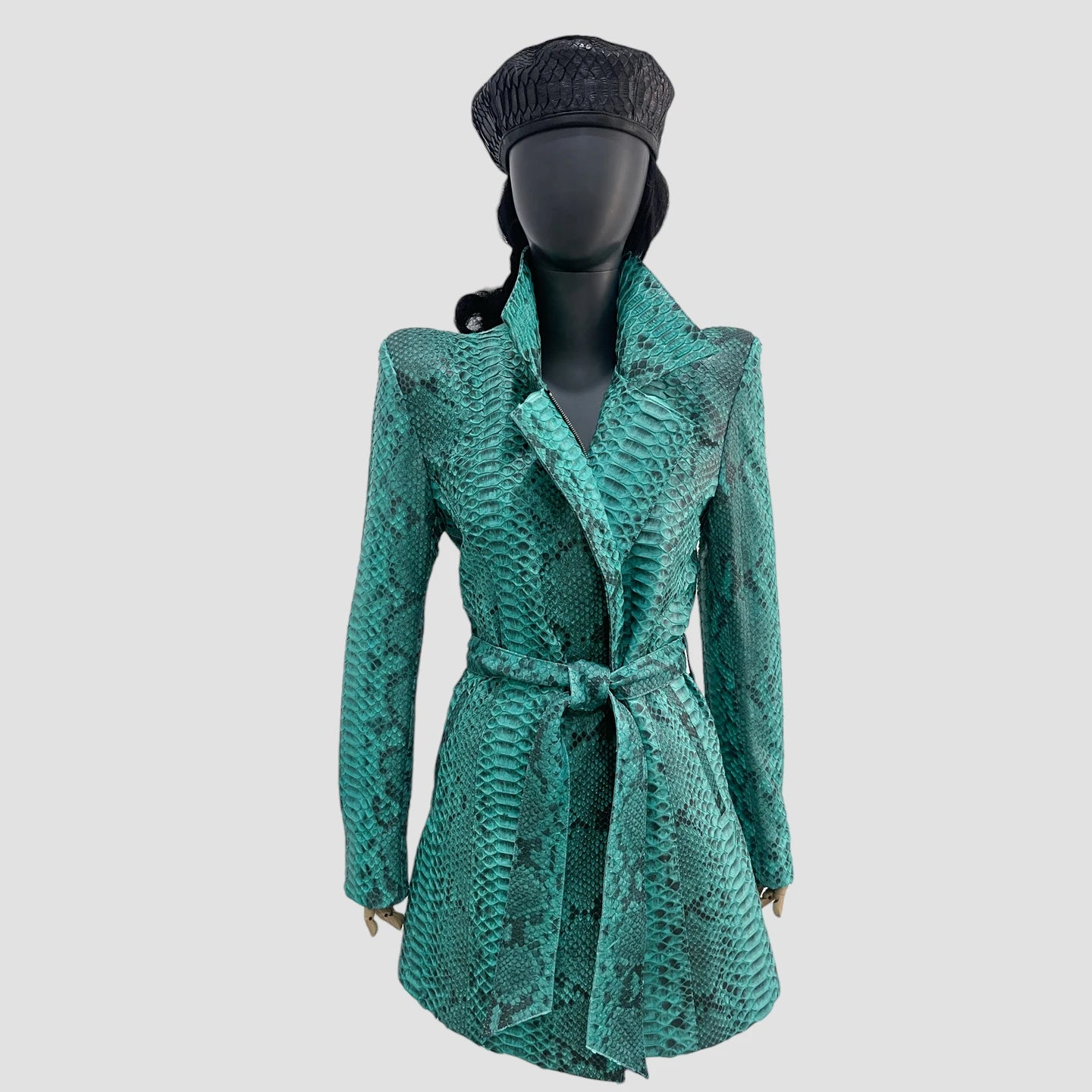 Python leather coat