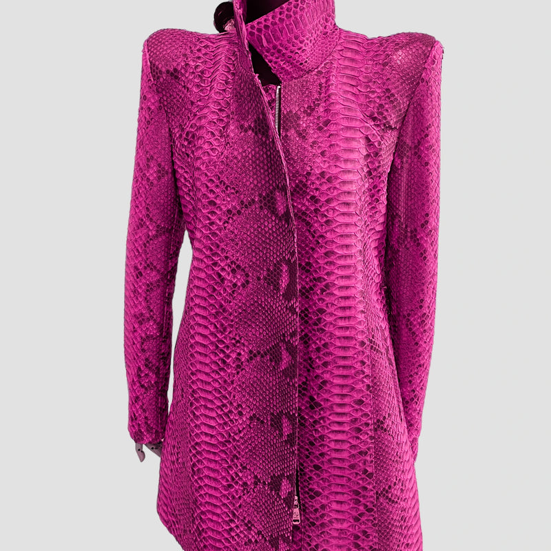 Python leather coat