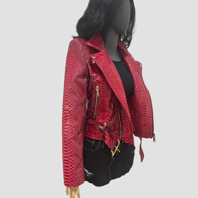 Python leather biker jacket