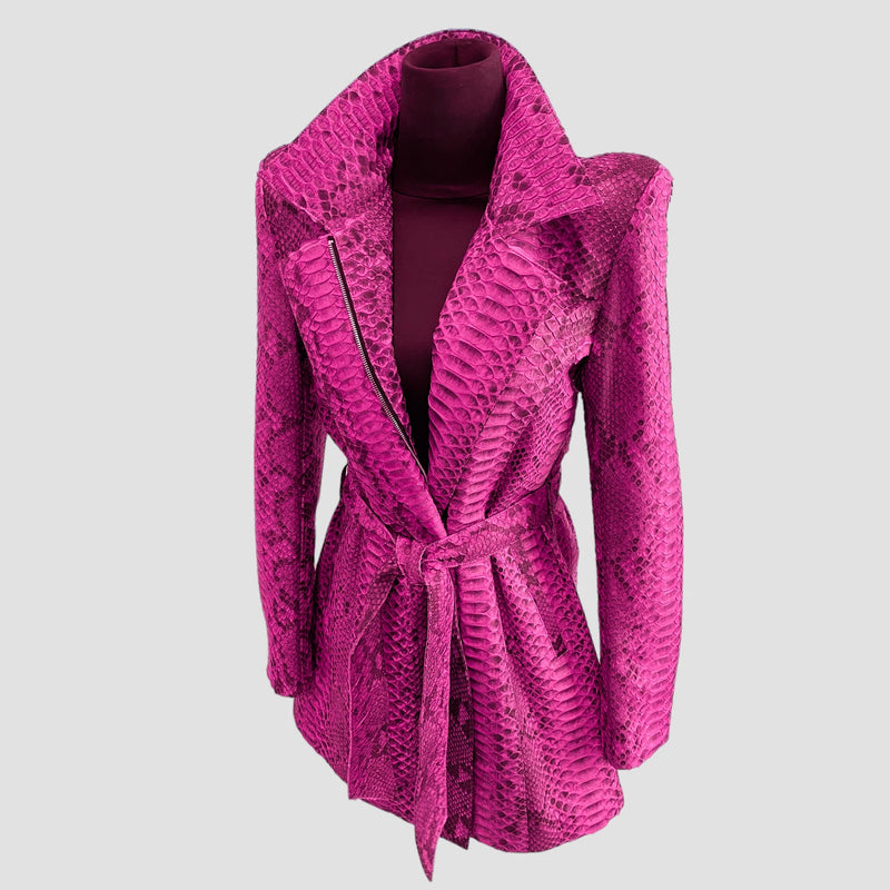 Python leather coat