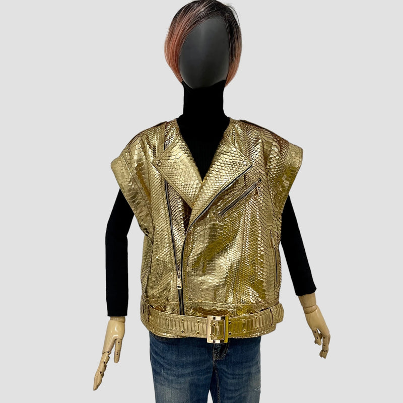 Python leather vest