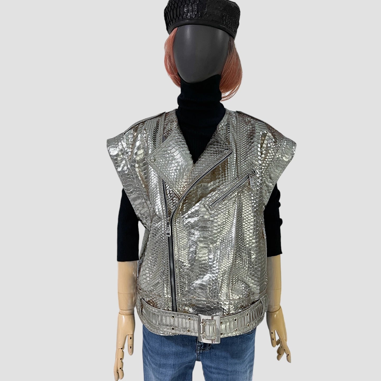 Python leather vest
