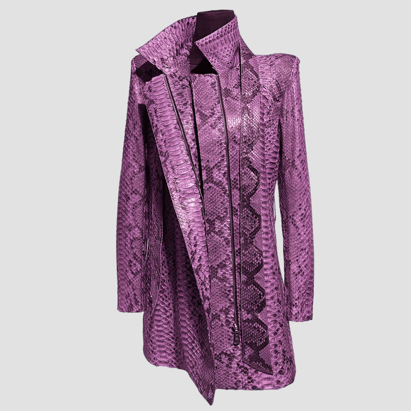 Python leather coat