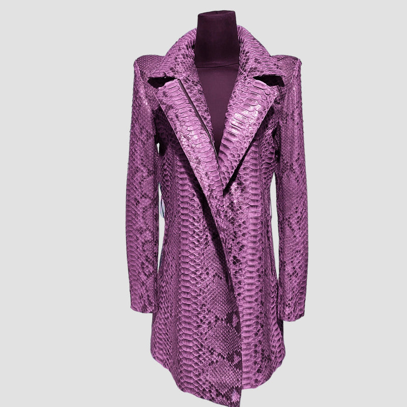 Python leather coat