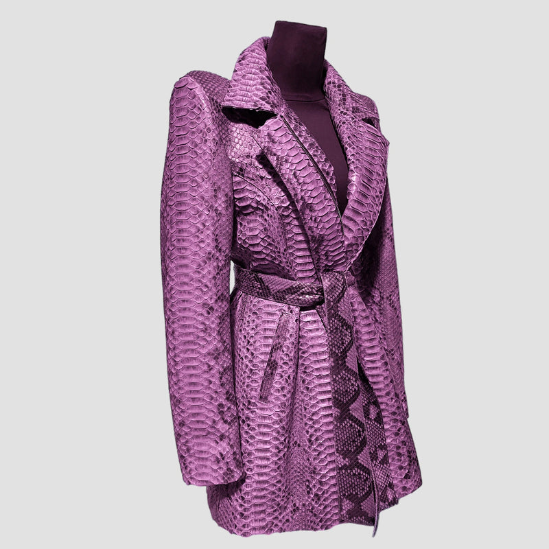Python leather coat