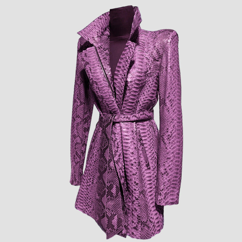 Python leather coat