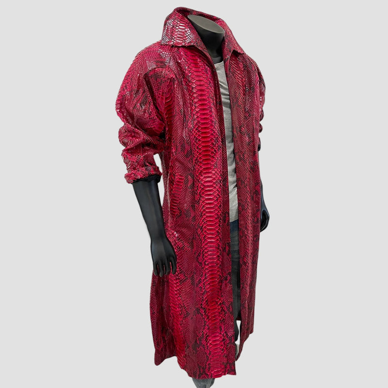 Dragon python leather trench coat