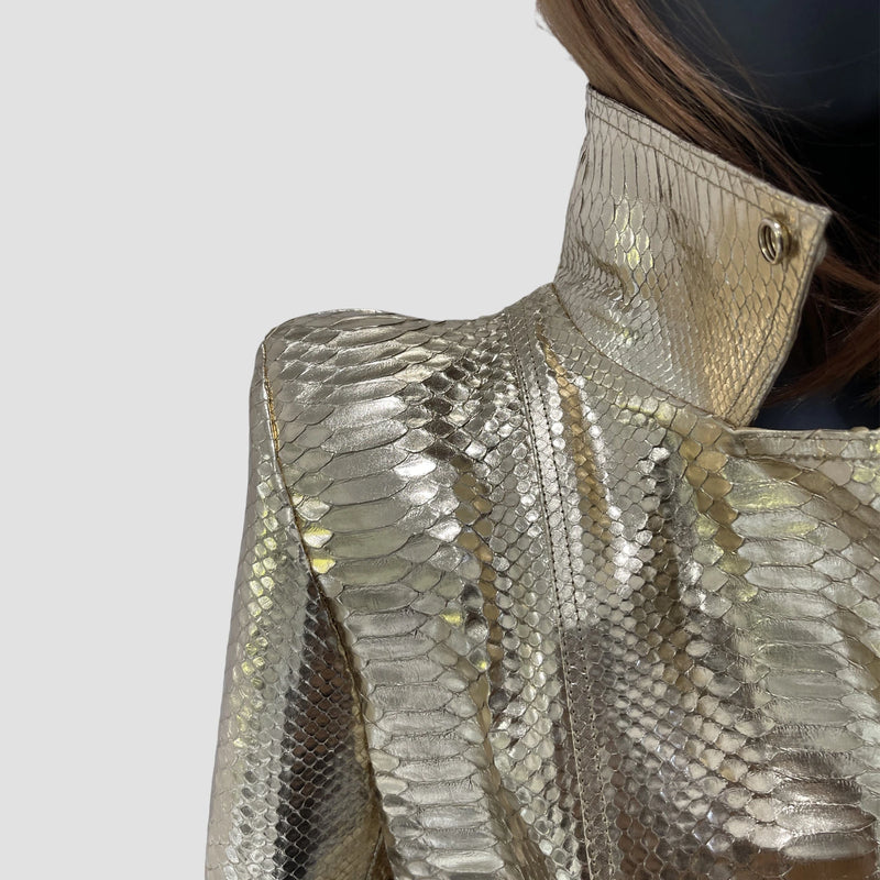 Python leather biker jacket
