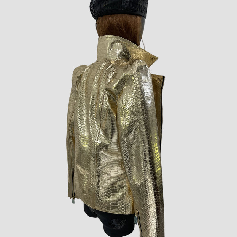 Python leather biker jacket
