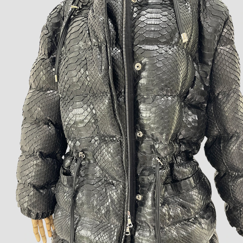 Man's duck down python leather jacket