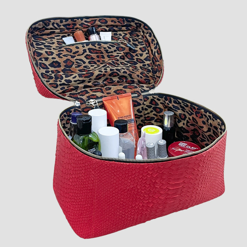 Python leather cosmetic bag