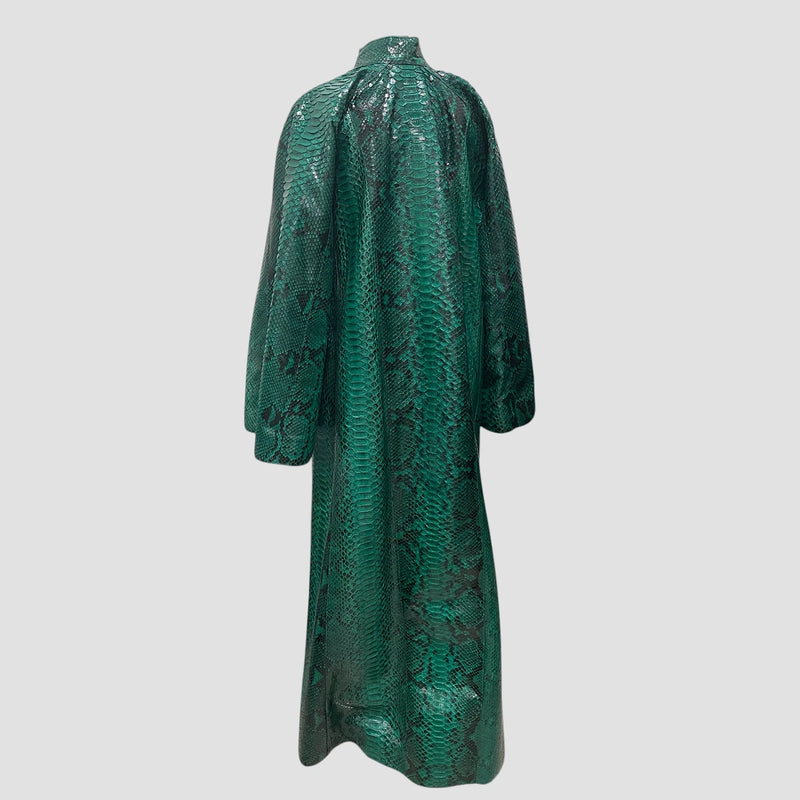 Python leather cape coat