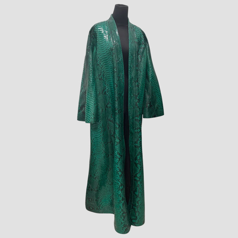Python leather cape coat