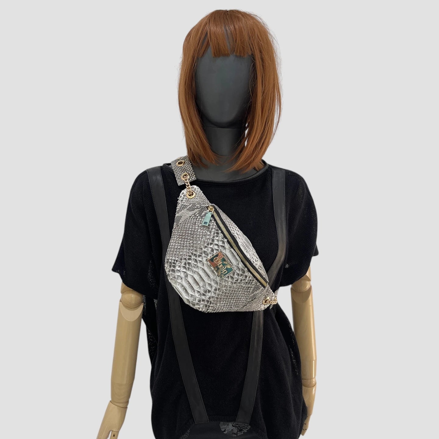 Python leather belt bag