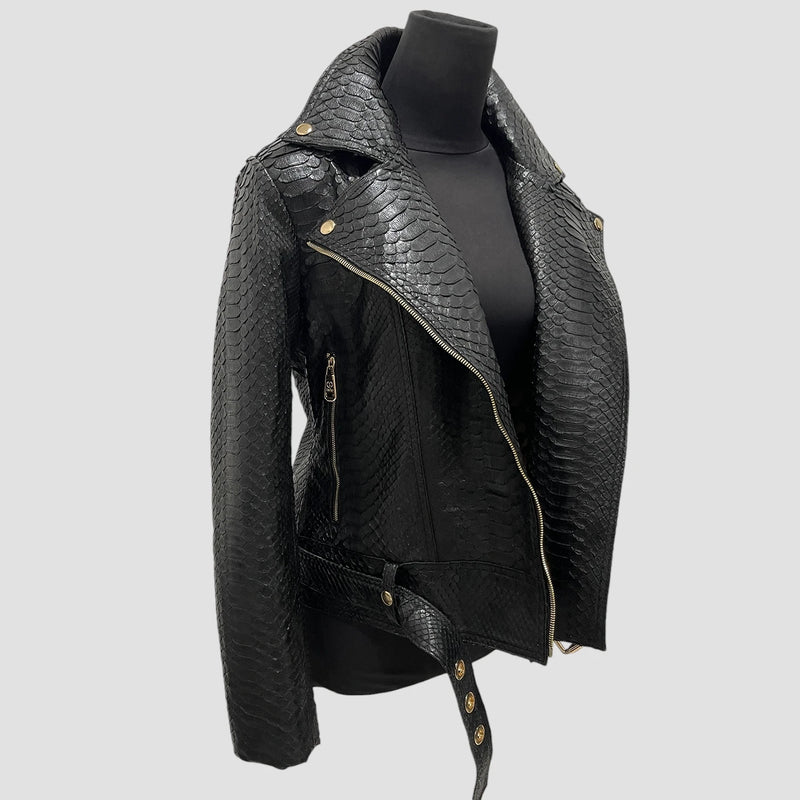 Python leather biker jacket