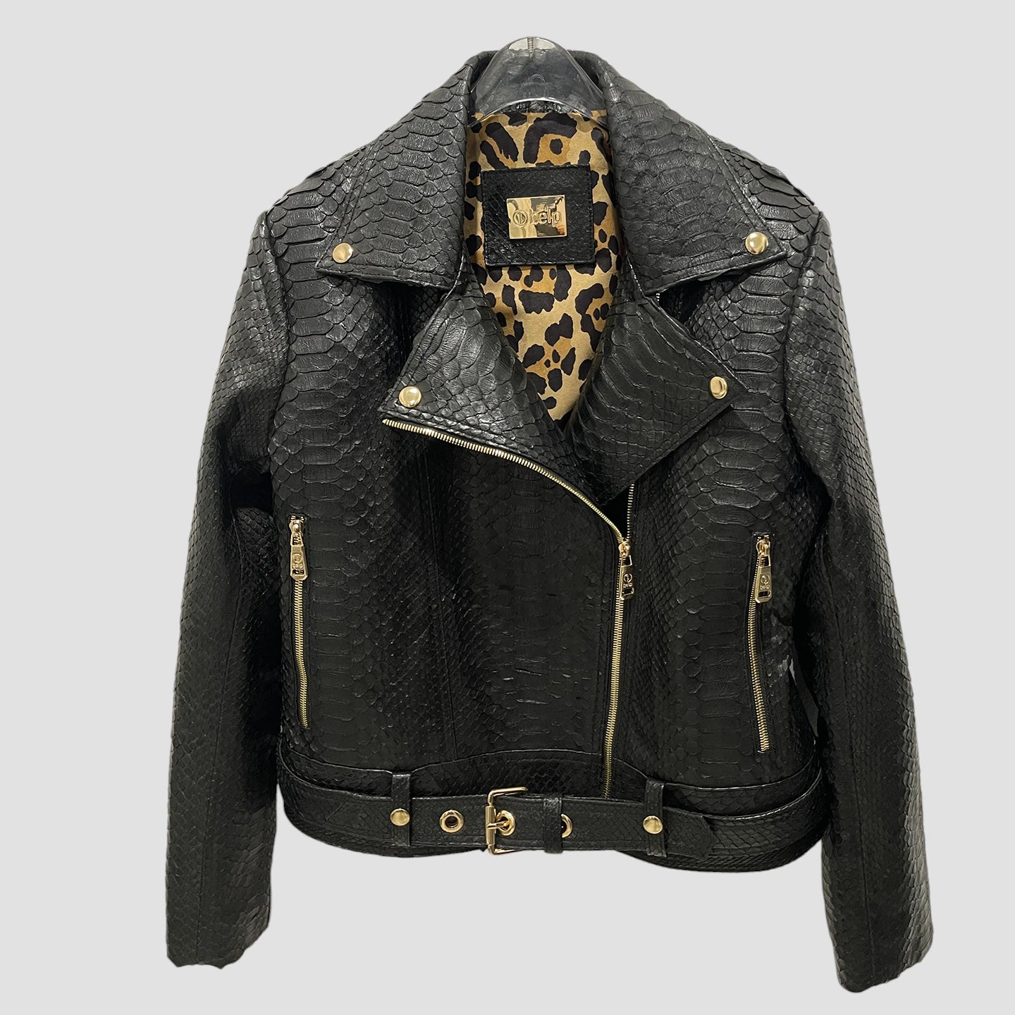 Python leather biker jacket