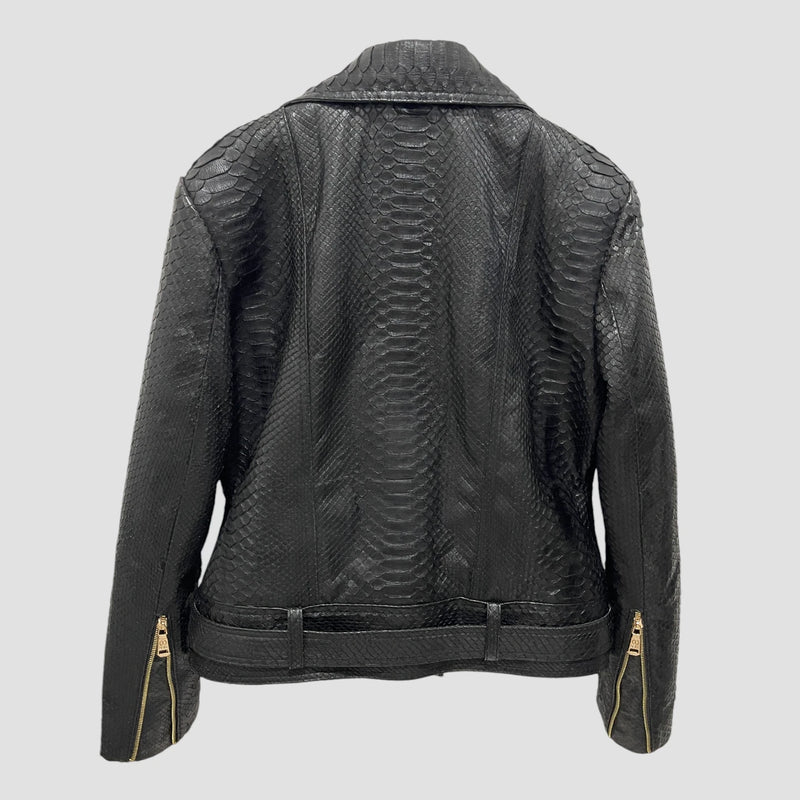 Python leather biker jacket